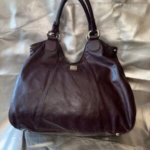 Chic Dark Brown Leather Shoulder Bag